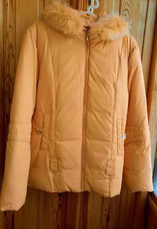 Зимняя женская куртка- пуховик жёлтая размер 48-50